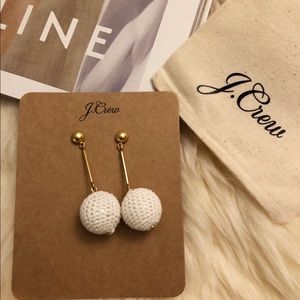 J Crew/Crochet bead drop earrings/white